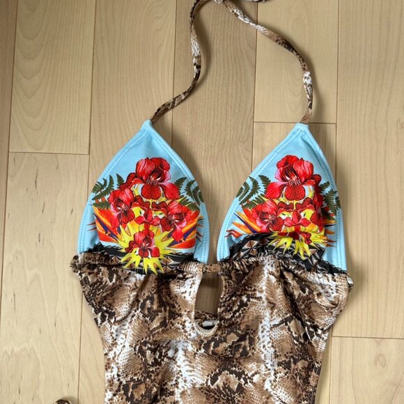 Y2K Monokini Swimsuit – Mixed Prints, Snake Floral, Sexy Fit - Picture 4 of 8